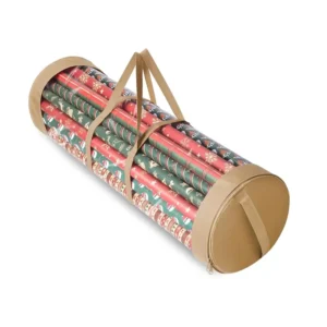 Bolsa beige transparente para guardar rollos