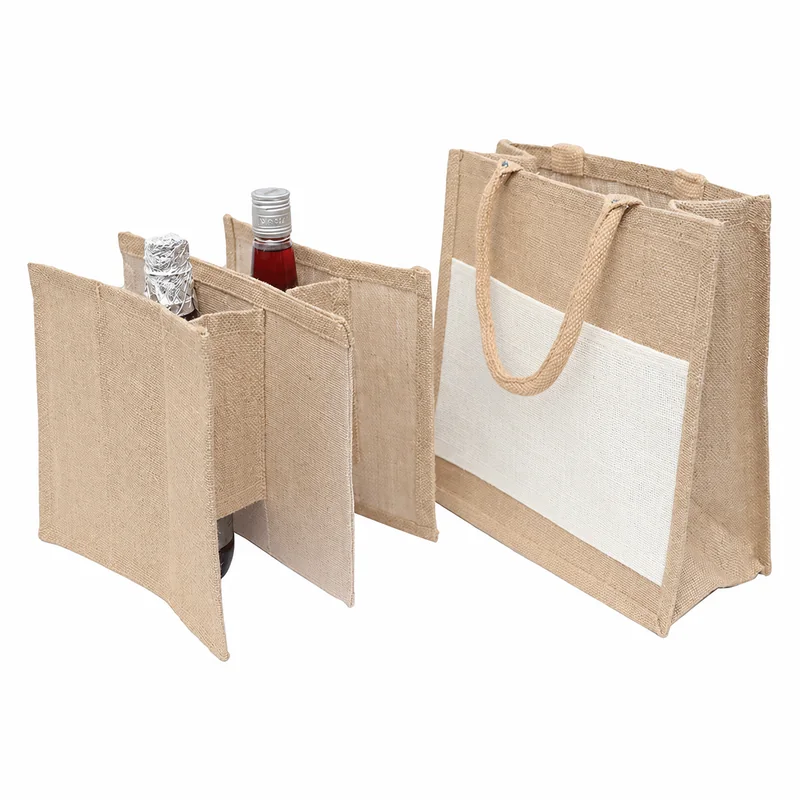 Bolsa de yute con separadores para botellas