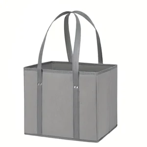 Grey fold flat grocery box tote