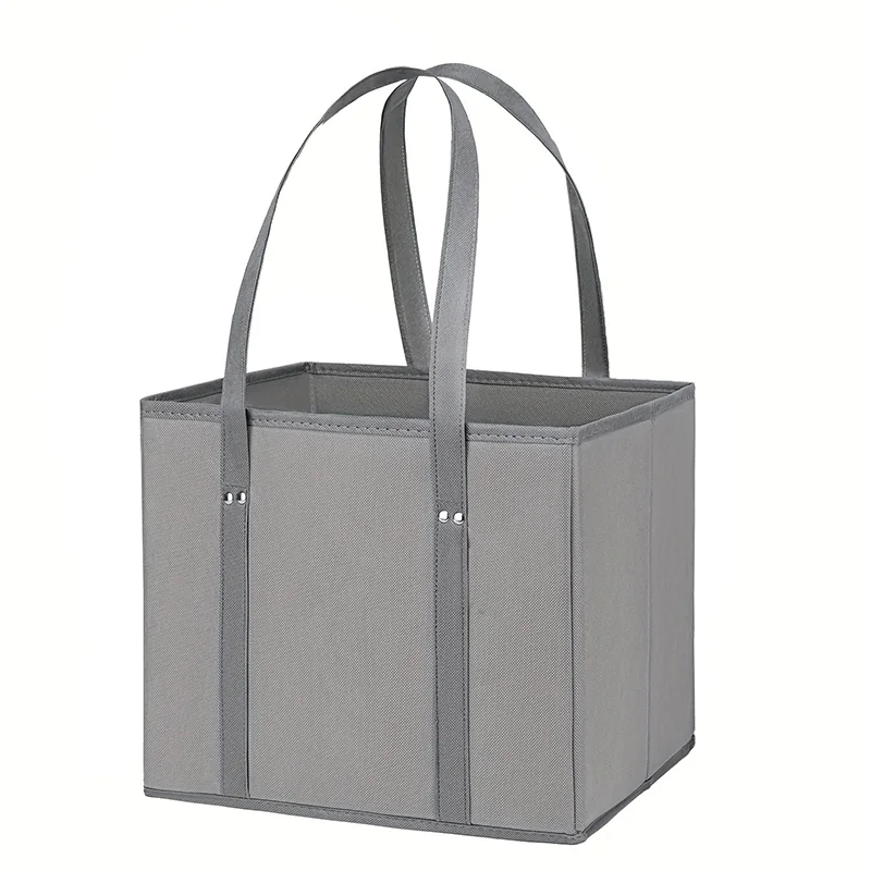 Grey fold flat grocery box tote