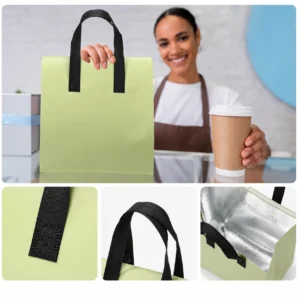 Fold Flat Insulated Carry Bag, handle and lining details
