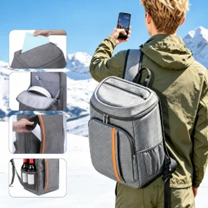 Backpack carry and pocket closeups