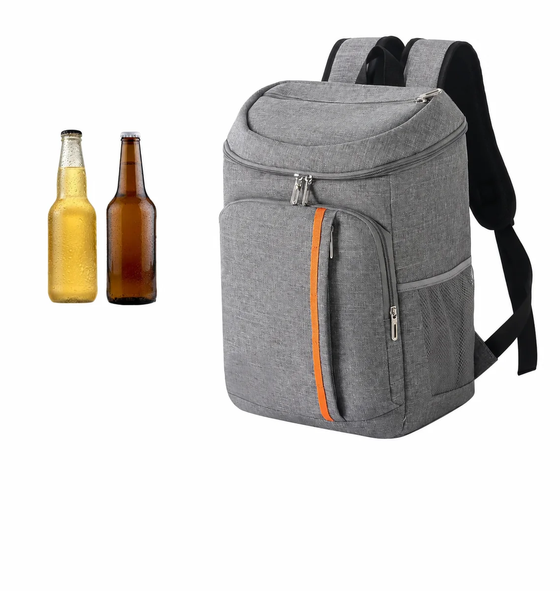 Mochila térmica gris con cremallera frontal