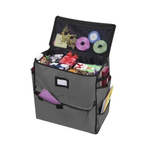 Estuche gris abierto para papel de regalo
