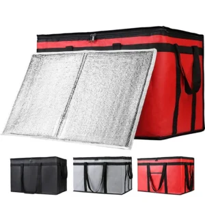 Red tote front flap and lining