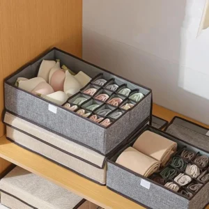 Divider boxes on shelf