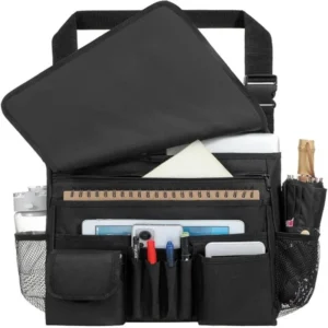 Organizador negro de documentos abierto