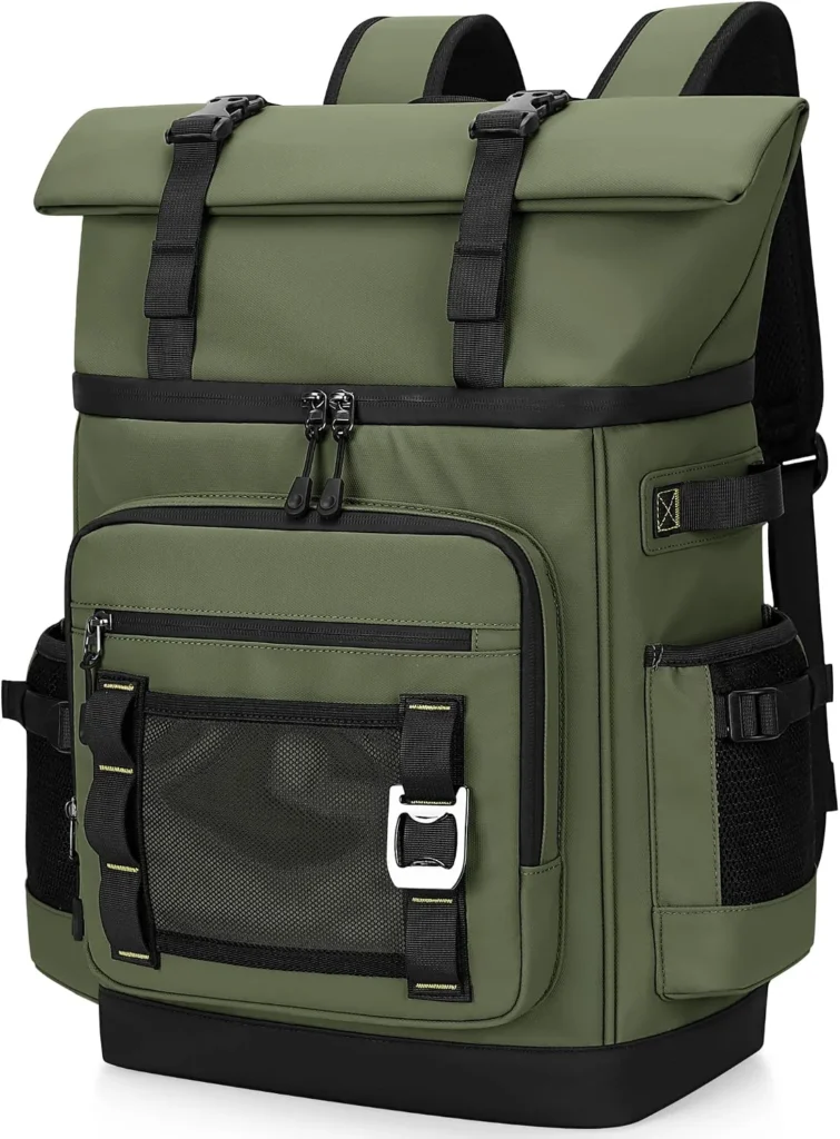 Mochila térmica con cierre enrollable, mochila verde enrollable