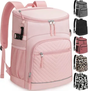 Rounded Pocket Cooler Backpack, pink option
