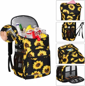 Rounded Pocket Cooler Backpack, pocket and strap details
