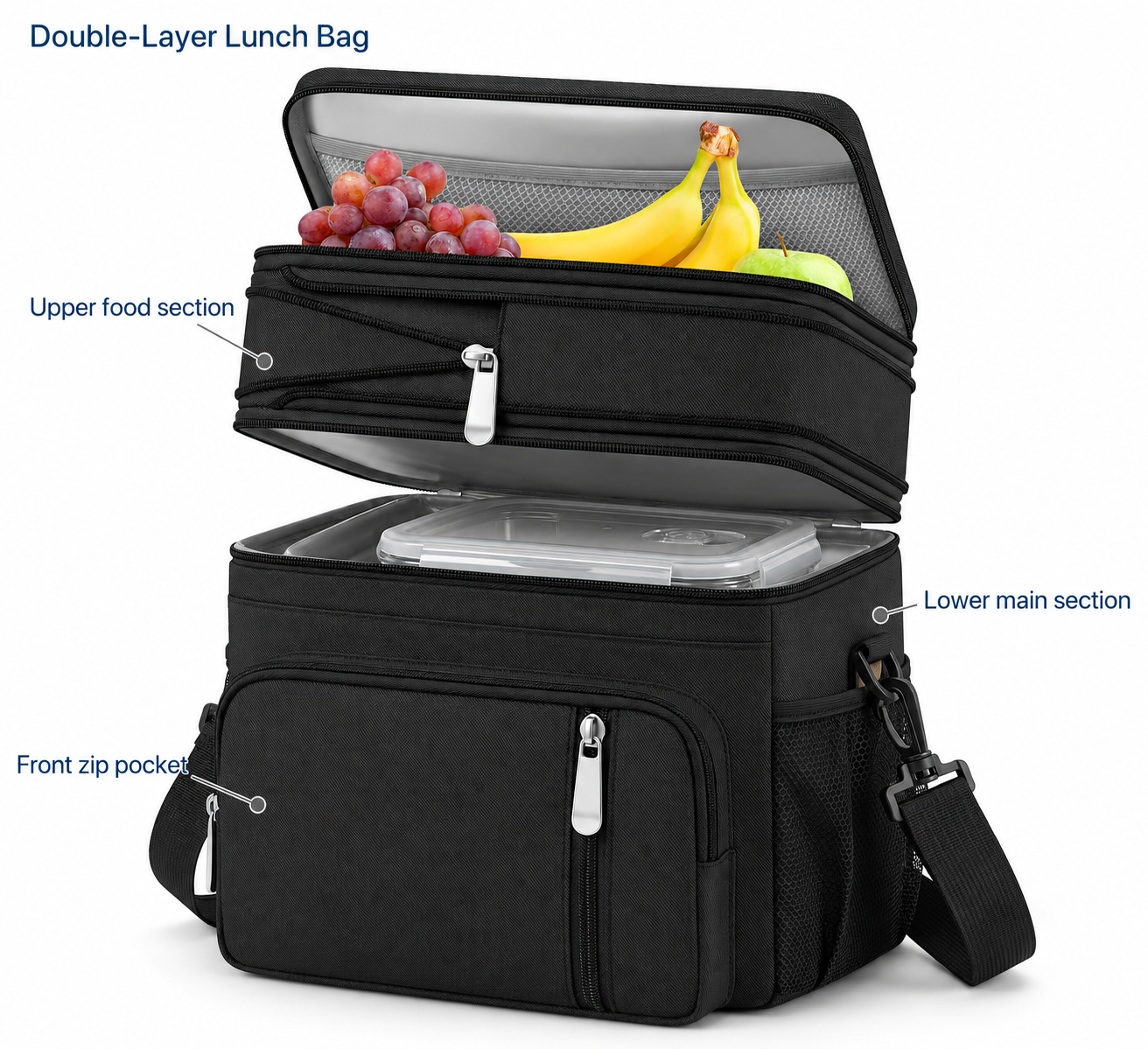 Bolsa para comida de dos niveles con cremallera