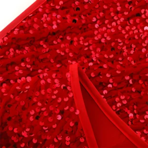 Sequin fabric and closure detail