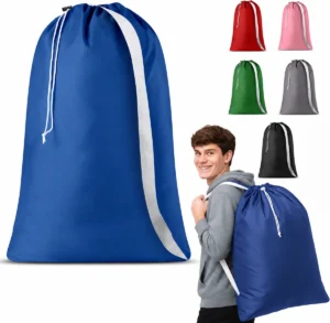 Blue shoulder laundry bag