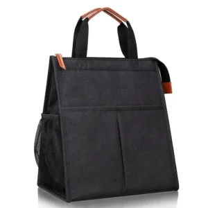 Black upright lunch tote