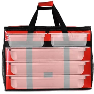Tall Webbing Delivery Cooler, food container compartments