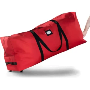 Bolsa roja con ruedas para árboles de Navidad