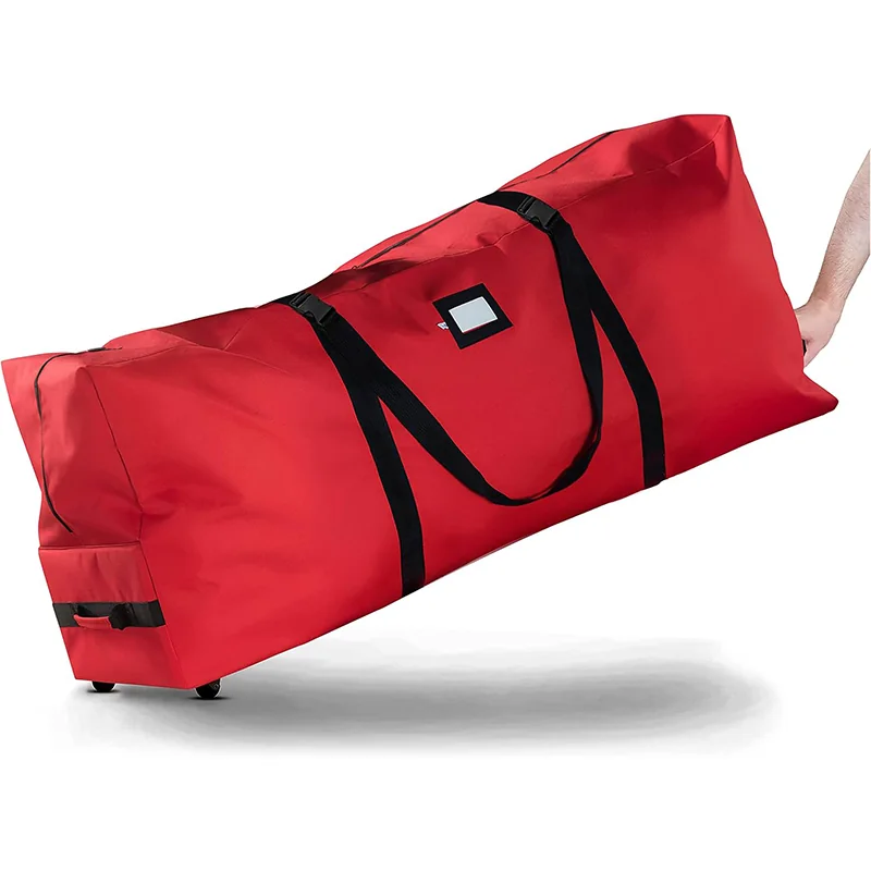 Bolsa roja con ruedas para árboles de Navidad