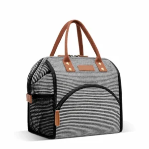 Bolsa para comida a rayas con abertura amplia