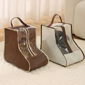 Brown and cream boot bags