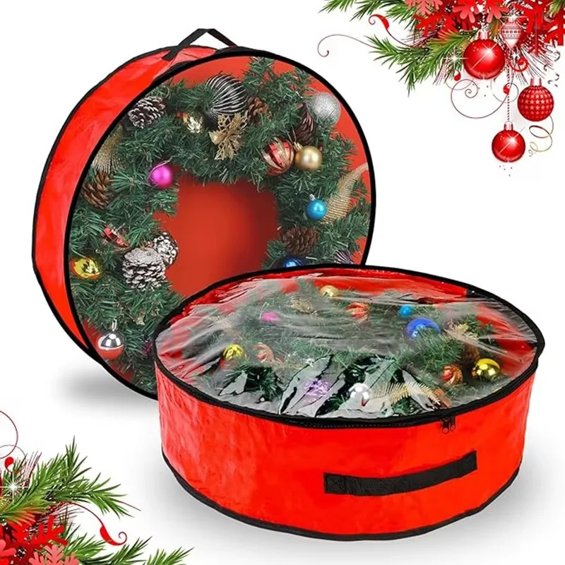 Red window wreath bag pair